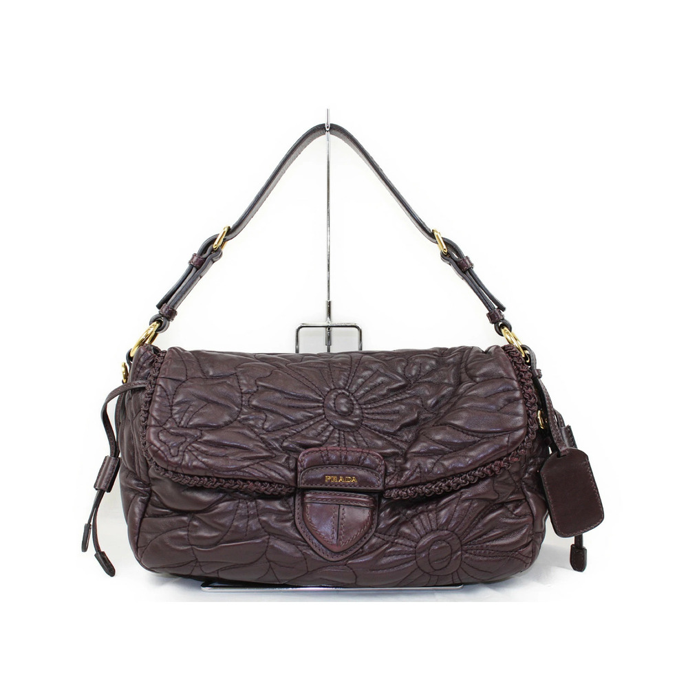 Prada Floral Flower Stitch Purple Handbag